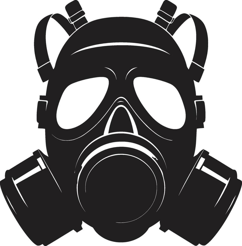 Midnight Guardian Black Gas Mask Icon Emblem Stealth Sentinel Vector Gas Mask Symbol