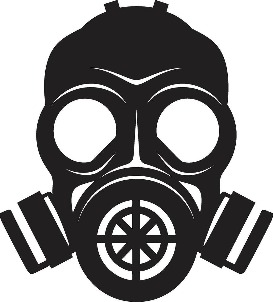 Dark Shield Gas Mask Vector Logo Midnight Guardian Black Gas Mask Icon Emblem