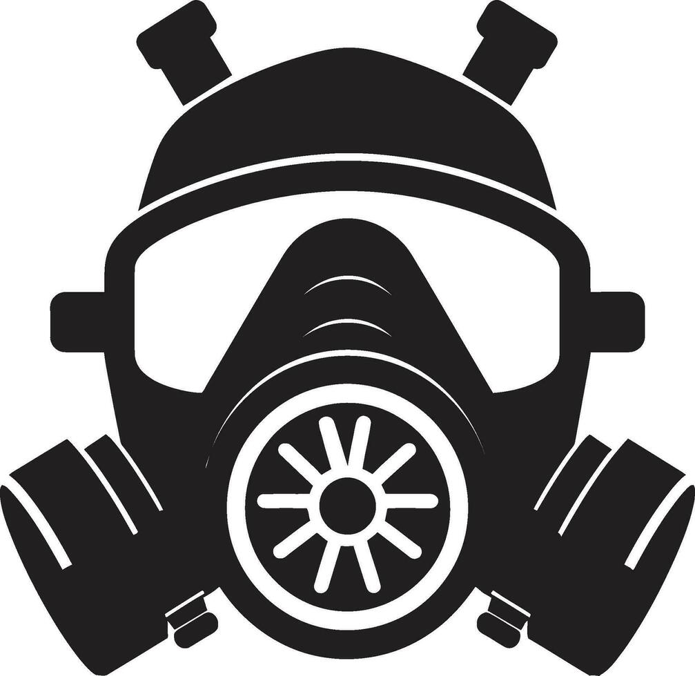 Dark Respirator Gas Mask Vector Icon Onyx Defender Black Gas Mask Emblem Design