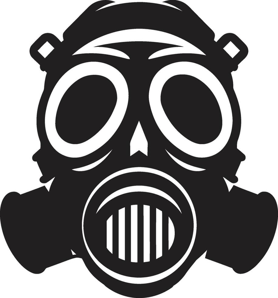 Ebony Guardian Black Gas Mask Icon Design Stygian Shield Vector Gas Mask Emblem Icon