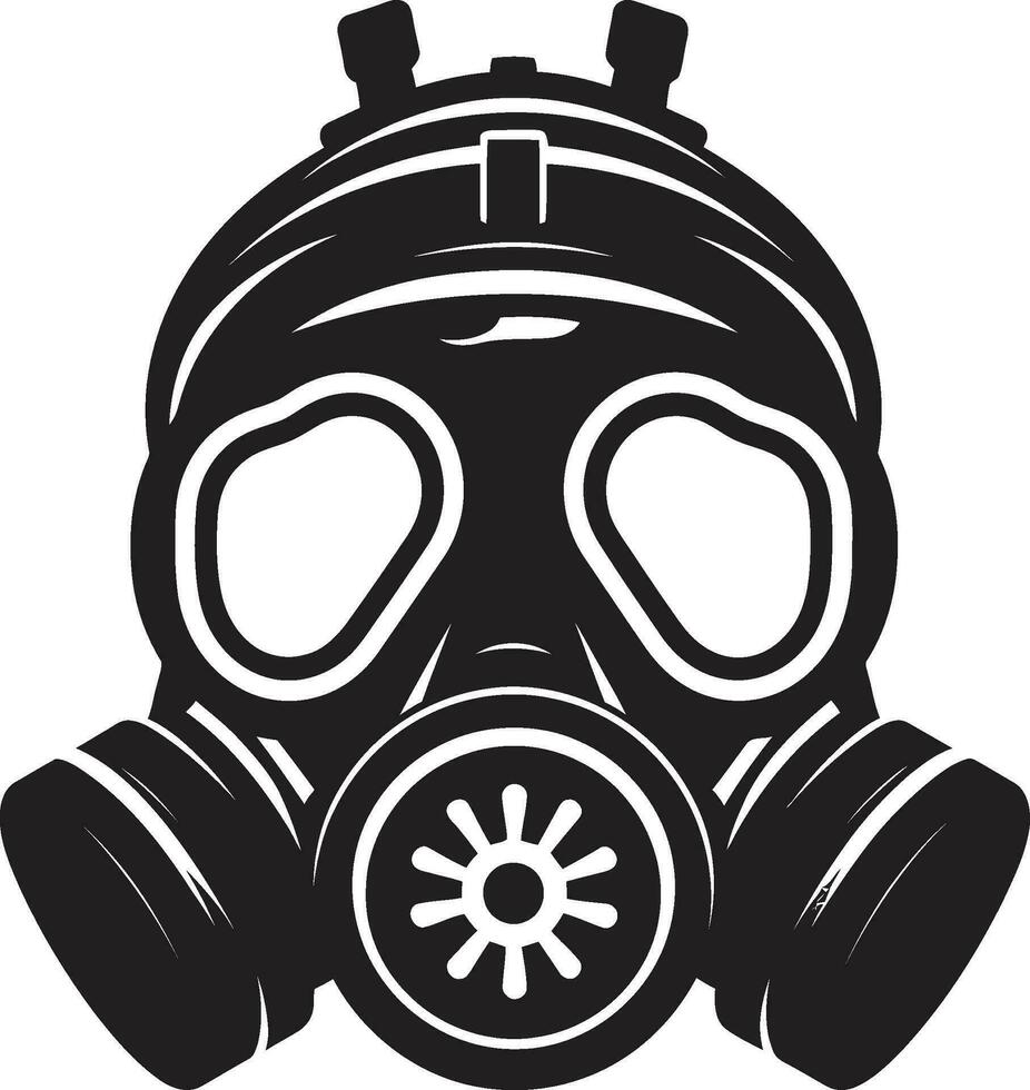 Lunar Shelter Black Gas Mask Icon Symbol Midnight Guardian Gas Mask Vector Logo