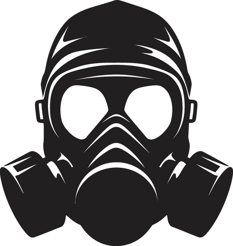 Noir Shield Black Gas Mask Icon Emblem Dark Guardian Gas Mask Vector Symbol