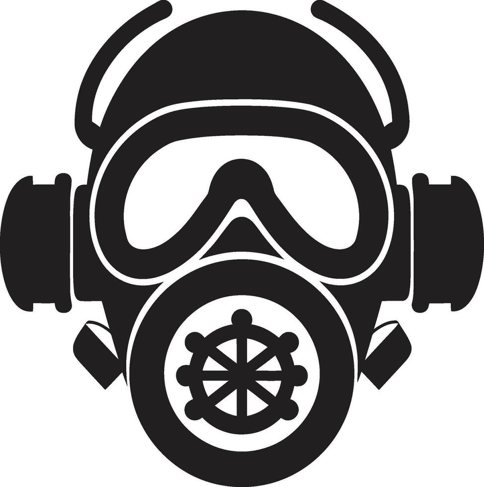 Nightfall Sentinel Black Gas Mask Emblem Design Stealth Defender Vector Gas Mask Icon