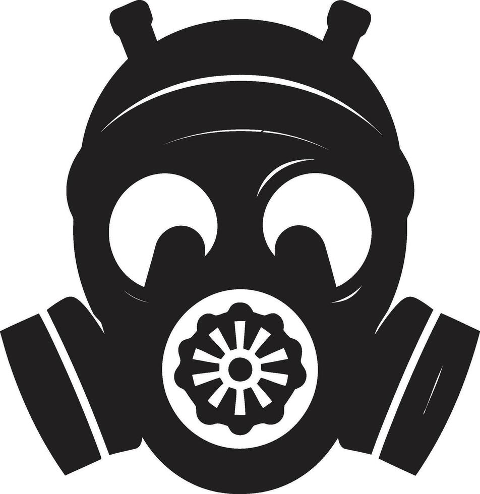 Shadowed Guardian Black Gas Mask Logo Icon Noir Sentinel Vector Gas Mask Symbol