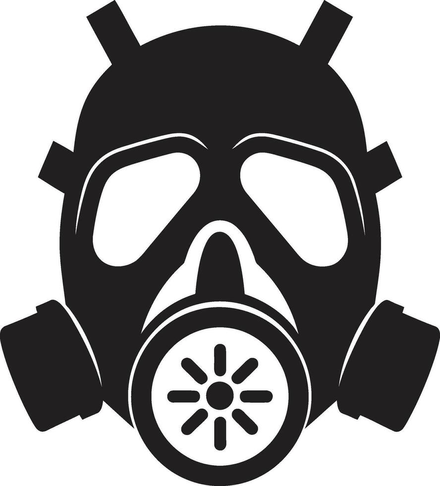 Obsidian Sentinel Black Gas Mask Emblem Design Shadowed Defender Vector Gas Mask Icon Design