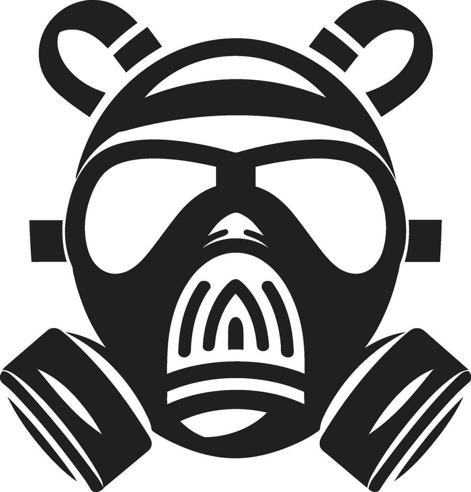 Obsidian Defender Gas Mask Vector Emblem Shadowed Guardian Black Gas Mask Logo Icon