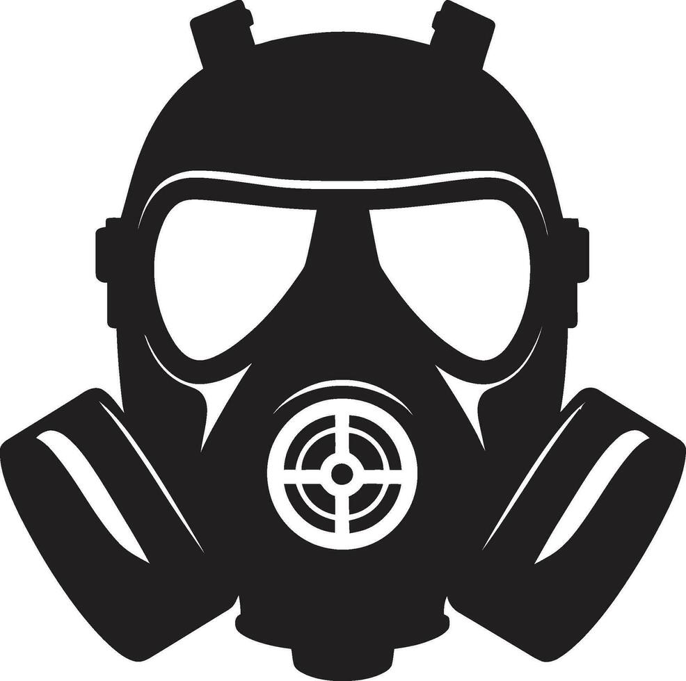 Midnight Savior Black Gas Mask Icon Design Obsidian Defender Gas Mask Vector Emblem