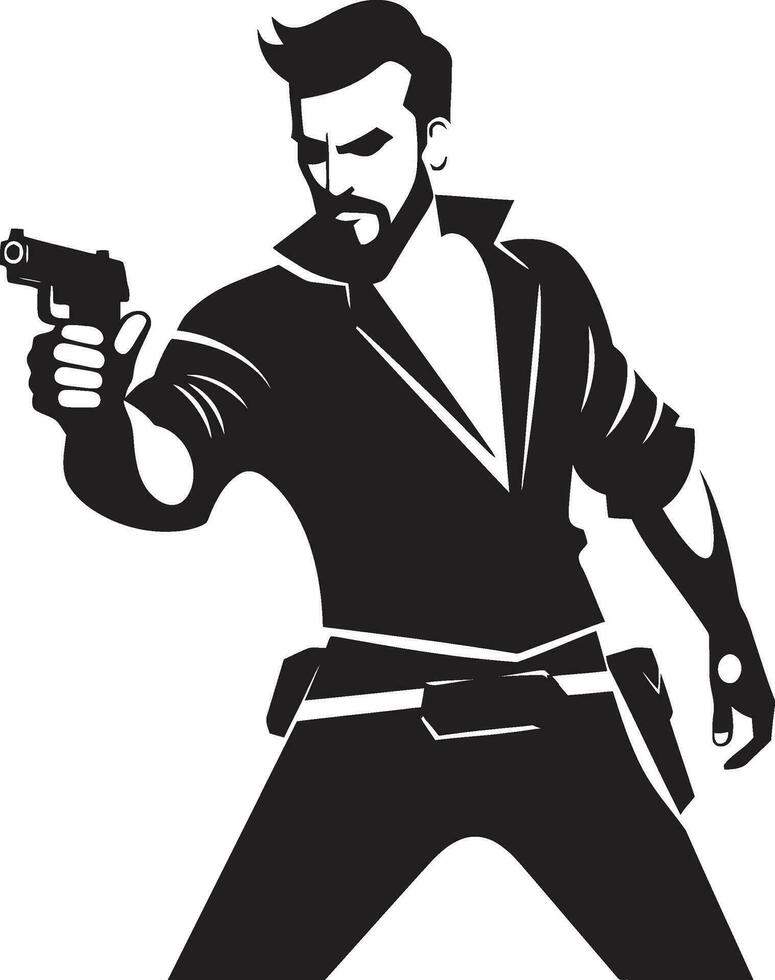 Ballistic Brilliance Gun Icon Logo Vector Vigil Black Gun Emblem