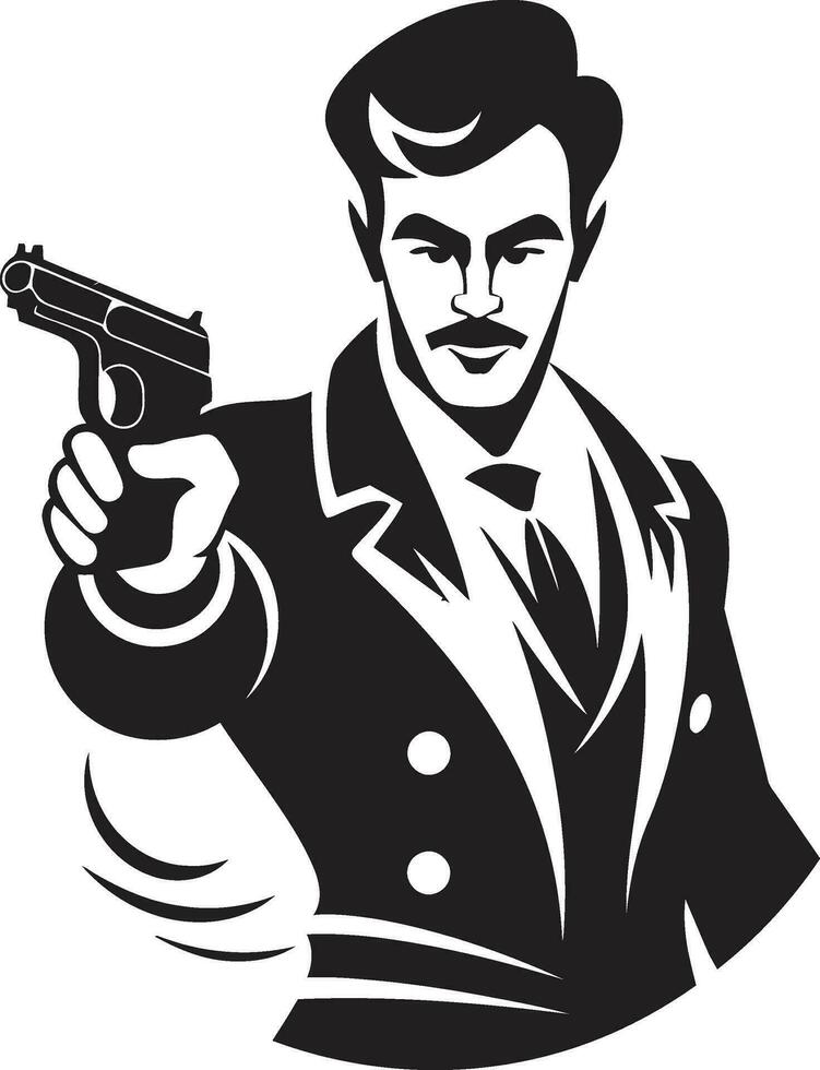 humo de pistola grafito vector hombre logo pistola precisión negro vector icono