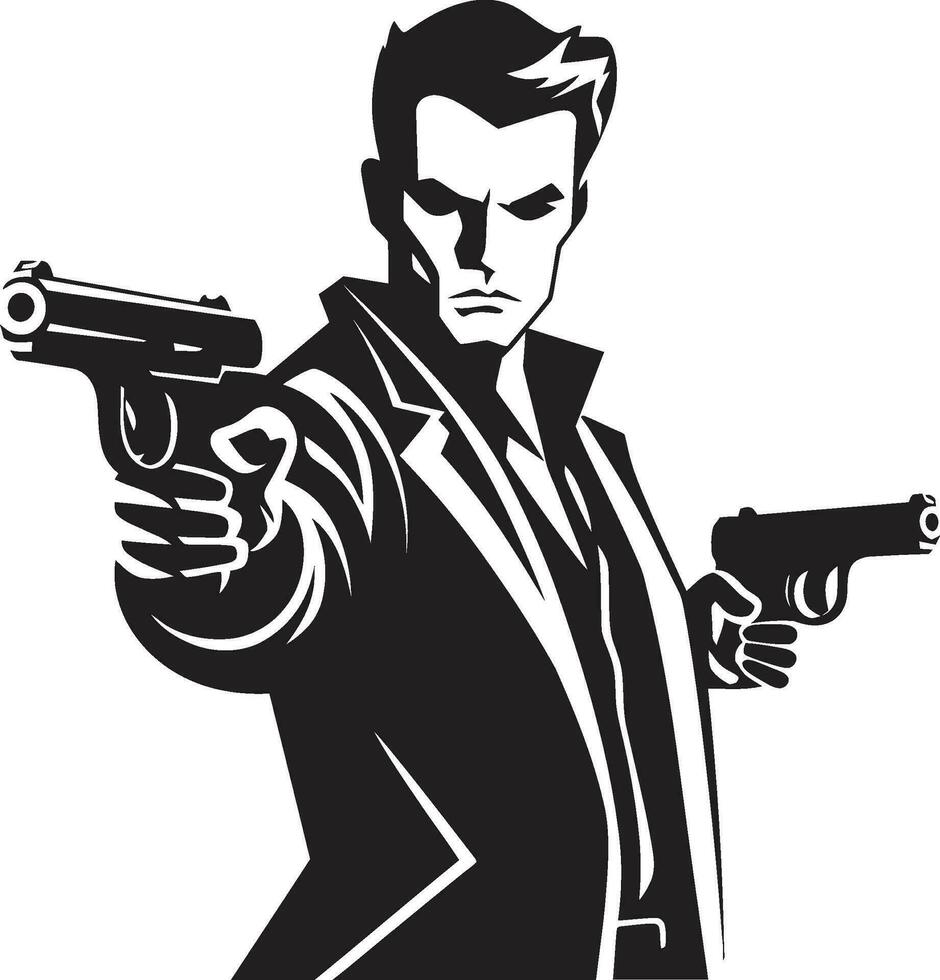 Gunman Graphix Black Vector Icon Weapon Wielder Vector Man Emblem