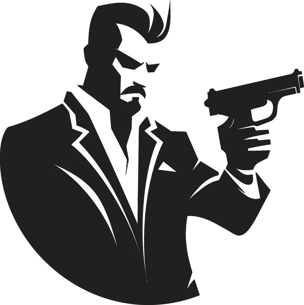 pistola precisión vector hombre emblema revólver Listo negro pistola logo