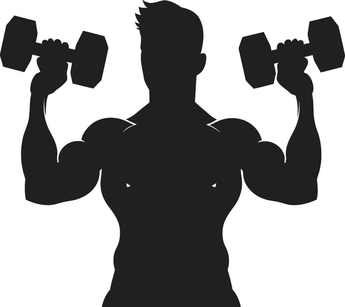 Iron Grip Black Man Workout MuscleMotion Dumbbell Man Vector Icon