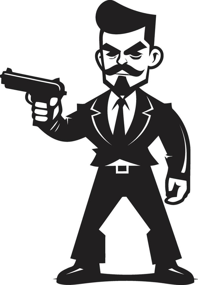 vector justiciero negro pistola logo arma de fuego fusión hombre vector icono