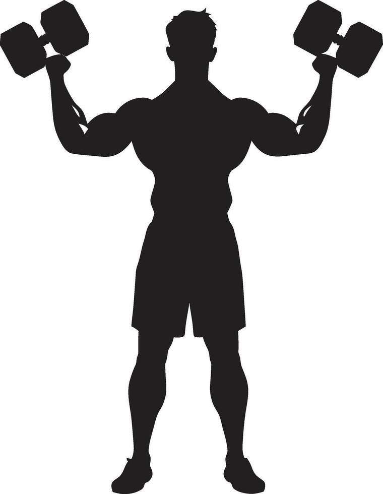 Iron Grip Dumbbell Man Vector Emblem Fitness Fusion Black Dumbbell Logo