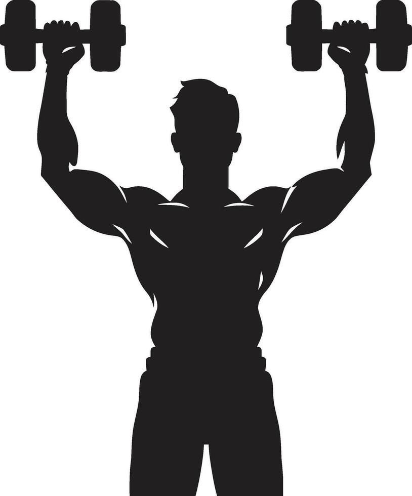 Iron Will Dumbbell Icon Fitness Fusion Man Vector Dumbbell