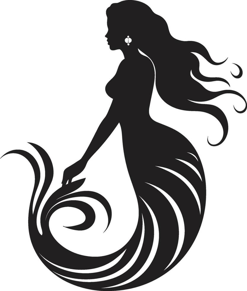 Sable Serenade Mermaid Emblem Logo Shadows of Sirens Vector Mermaid Design
