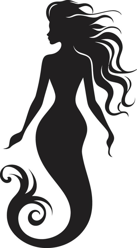 Shadowed Seas Mermaid Vector Icon Ebony Enchantment Black Mermaid Design