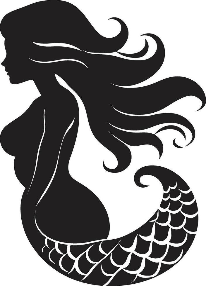 Starry Siren Black Mermaid Symbol Design Gothic Grotto Mermaid Black Vector