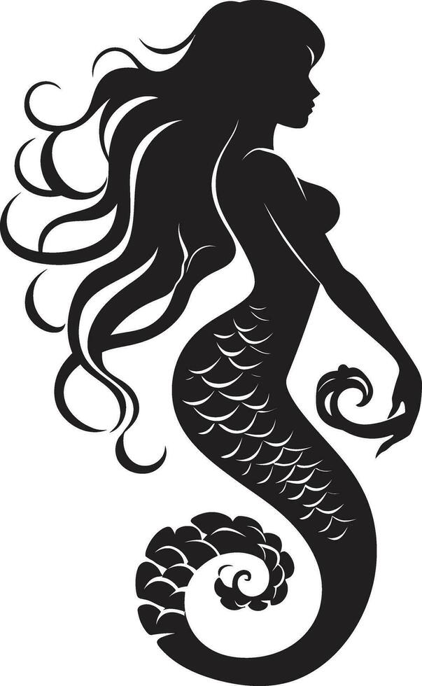 Gothic Grotto Mermaid Black Vector Obsidian Oceans Black Logo Icon