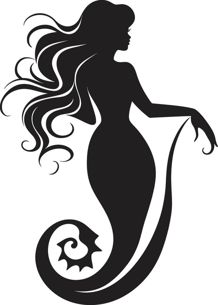 enigma elegancia vector sirena logo estrellado sirena negro sirena símbolo diseño