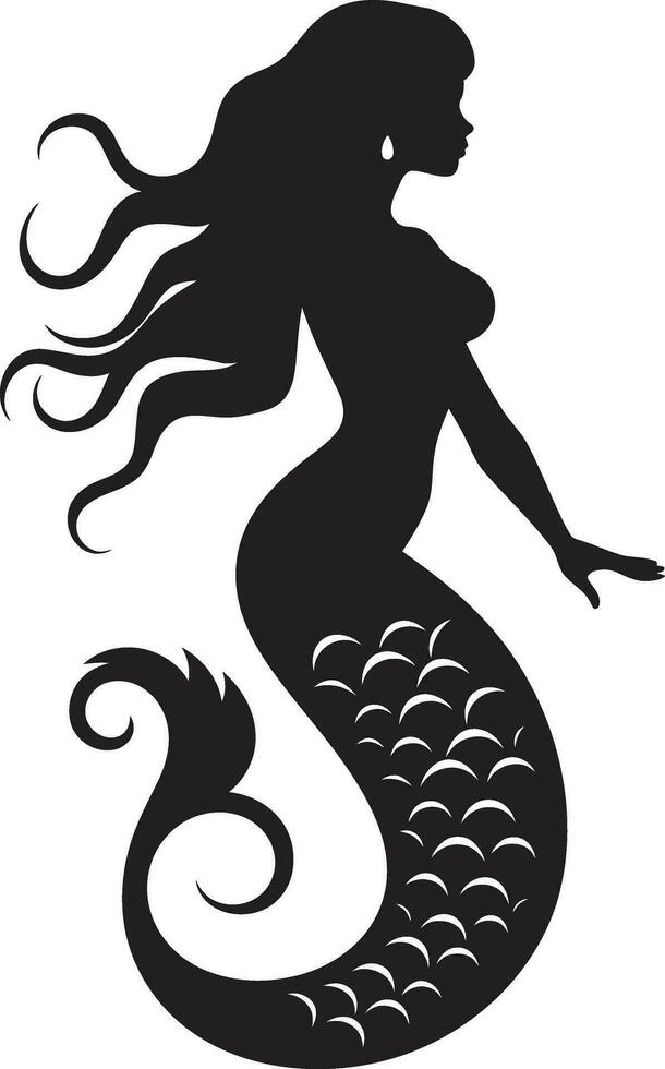 nocturno ninfa sirena negro vector ensombrecido sinfonía negro logo icono