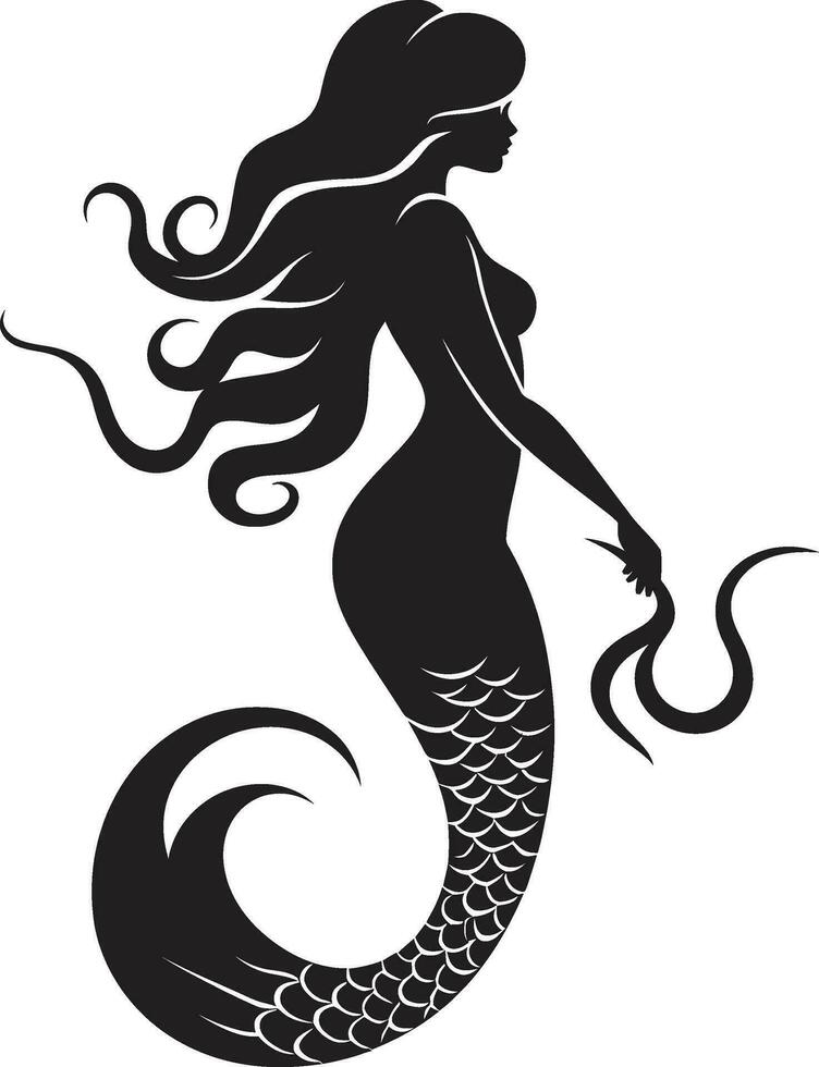 tintero sirena sirena emblema logo de ébano ecos vector sirena símbolo