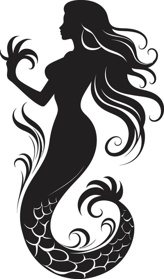 Darkened Depths Black Mermaid Icon Design Dusks Muse Mermaid Vector Logo