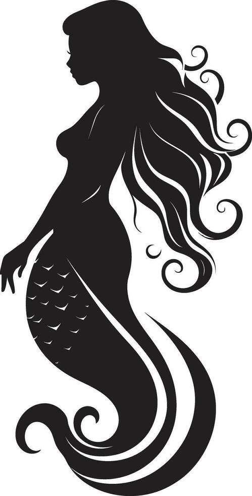 Shaded Shores Mermaid Vector Emblem Obsidian Ode Black Mermaid Icon