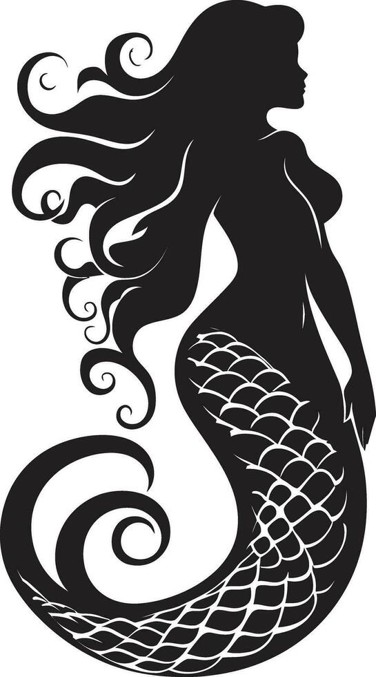 Ebon Echoes Vector Mermaid Symbol Darkened Depths Black Mermaid Icon Design