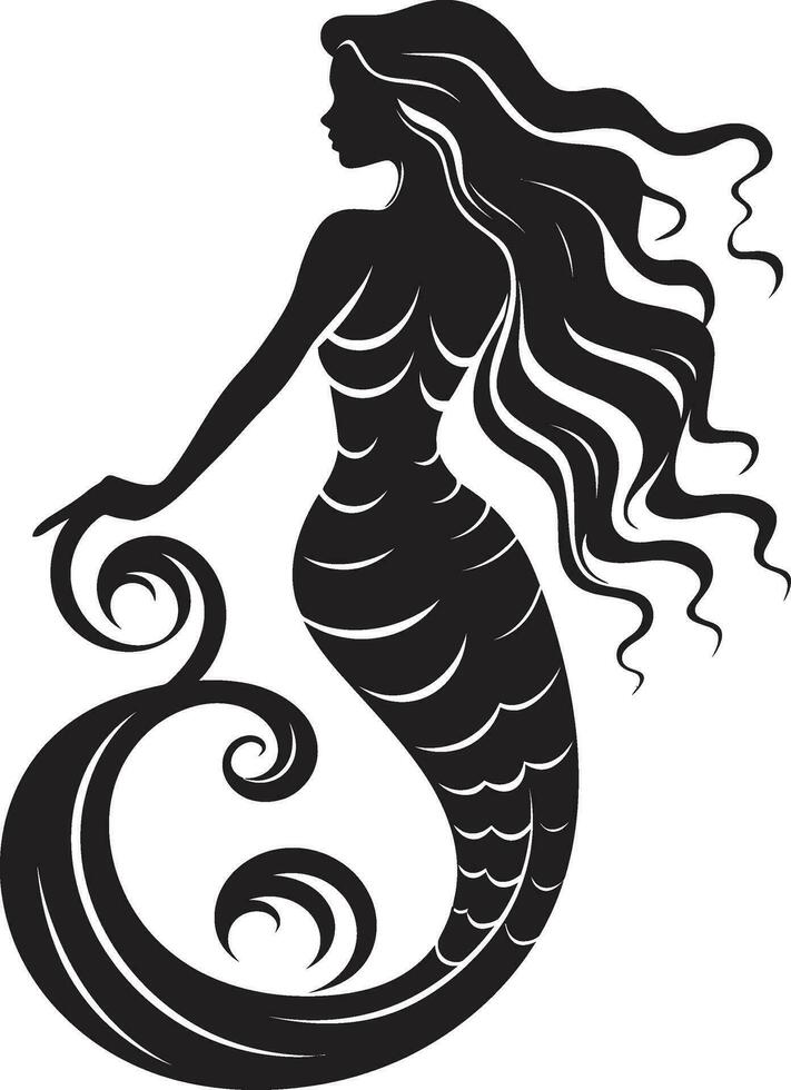 Eclipse Enchantment Black Mermaid Symbol Twilight Tones Mermaid Vector Icon