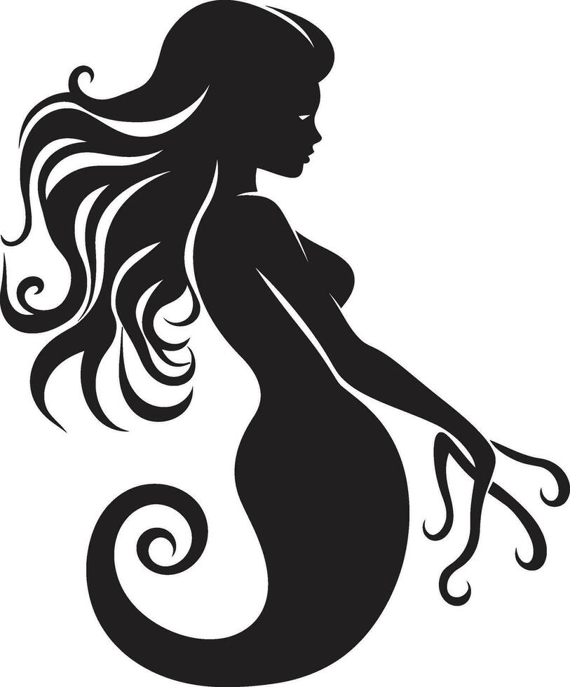 Enigmatic Elegance Mermaid Emblem Logo Mermaid Melody Black Vector Symbol Design