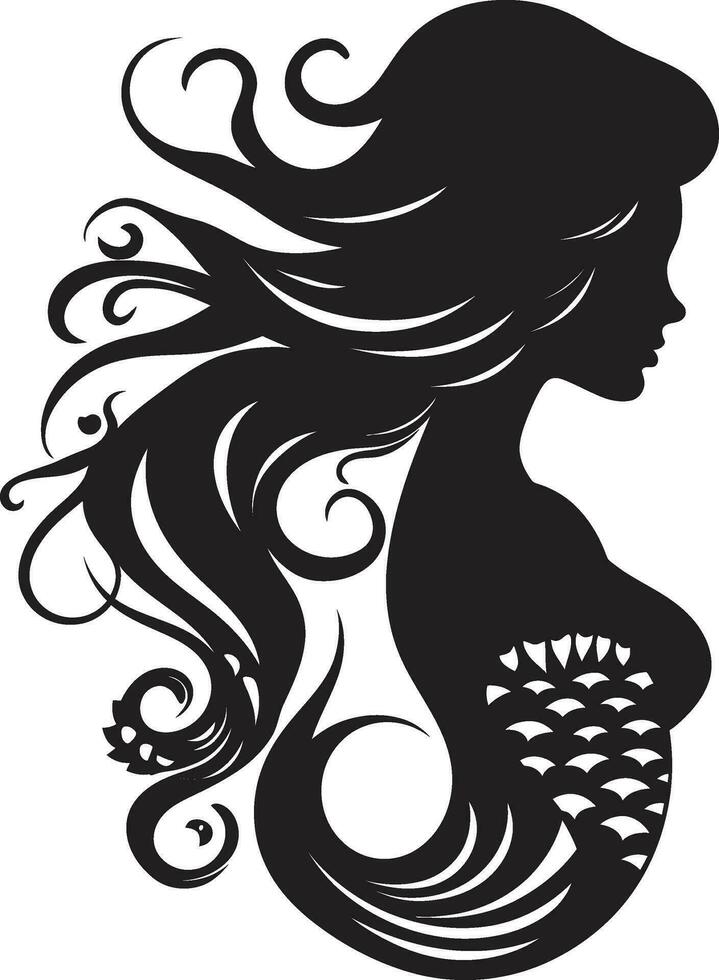 Midnight Marine Melody Black Mermaid Logo Onyx Oceanic Muse Vector Mermaid Emblem