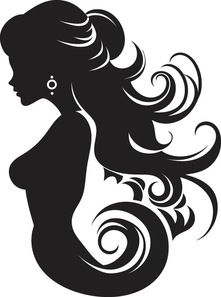 laguna leyenda sirena vector emblema abisal elegancia negro sirena icono diseño