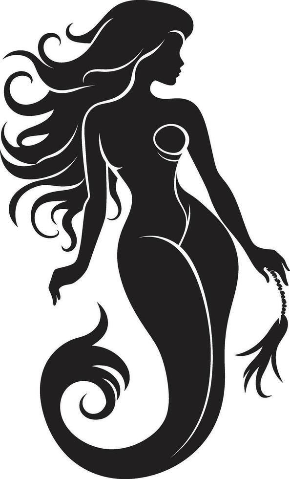 marinero sirena sirena logo iconografía náutico ninfa negro sirena vector diseño