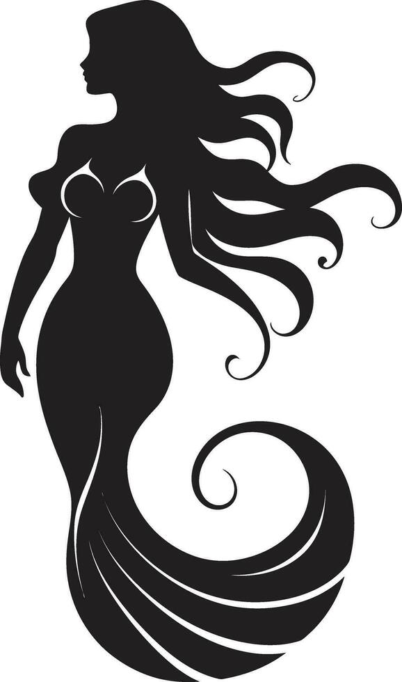 Whispering Waters Black Mermaid Symbol Sirens Symphony Vector Mermaid Iconography