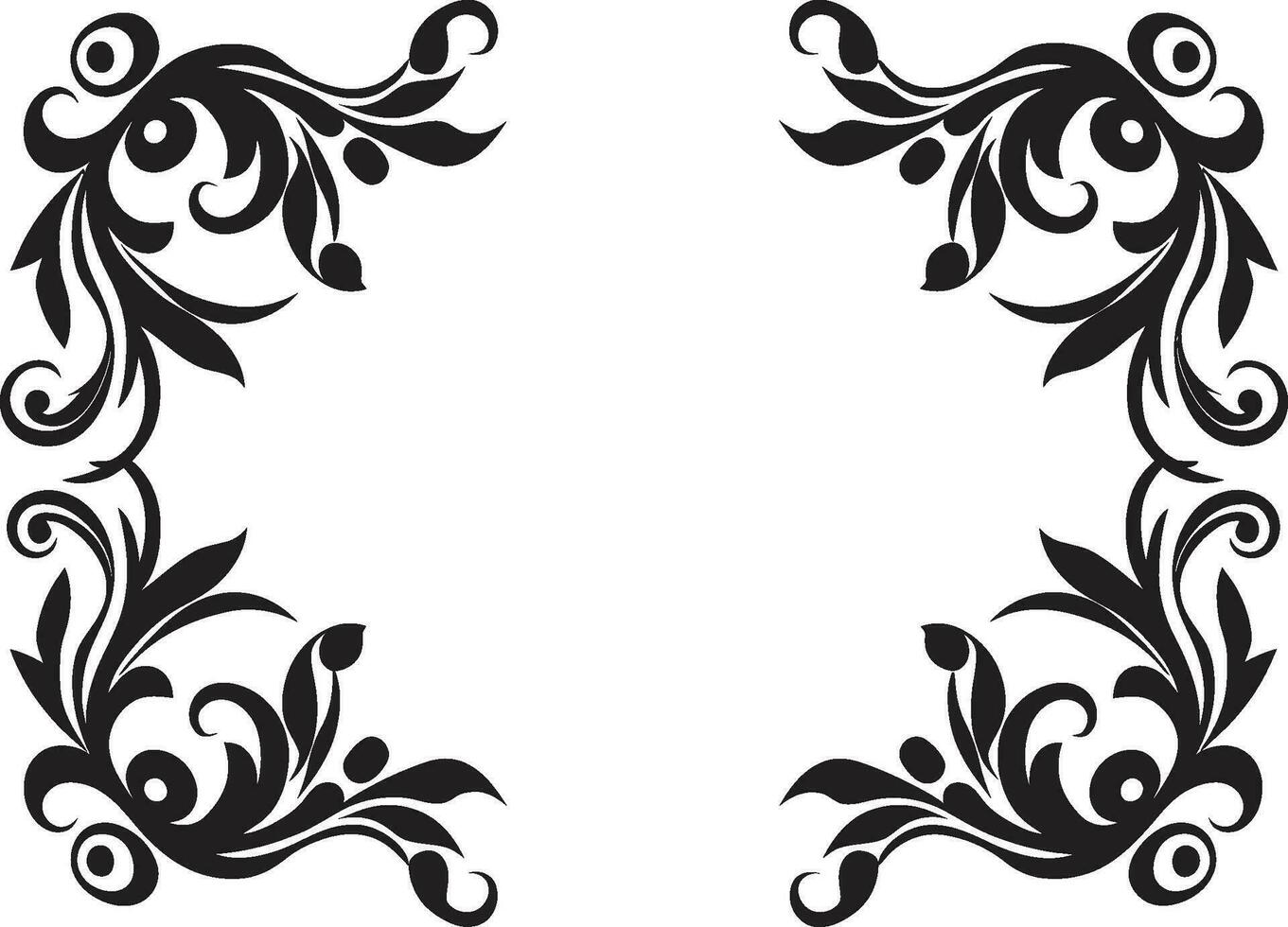 Stylish Midnight Filigree Vector Icon Design Chic Ebony Detailing Decorative Border Emblem