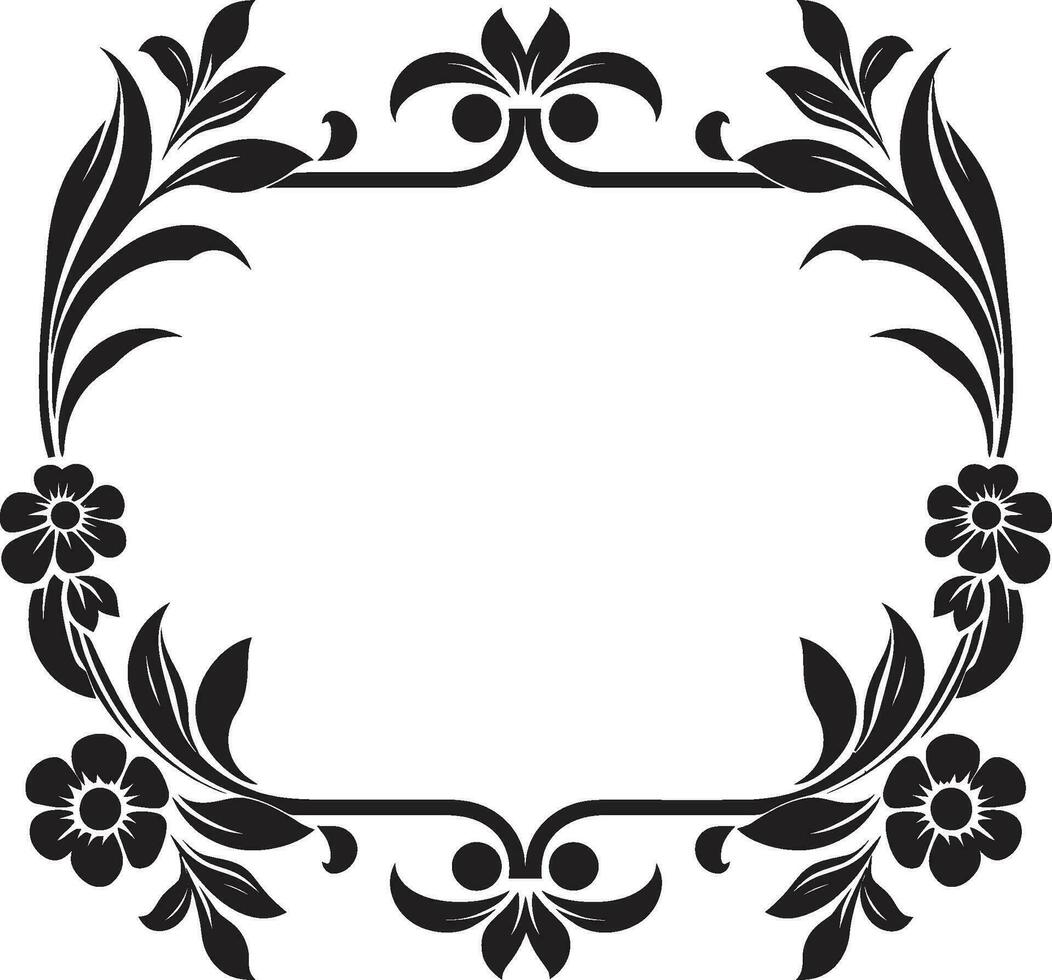 Elegant Ebony Elegance Ornamental Emblem Intricate Noir Borders Black Vector Logo