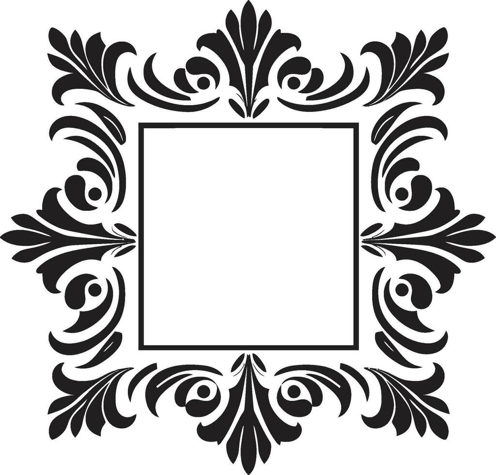 Elegant Ebony Elegance Decorative Vector Symbol Regal Noir Framework Ornamental Border Icon