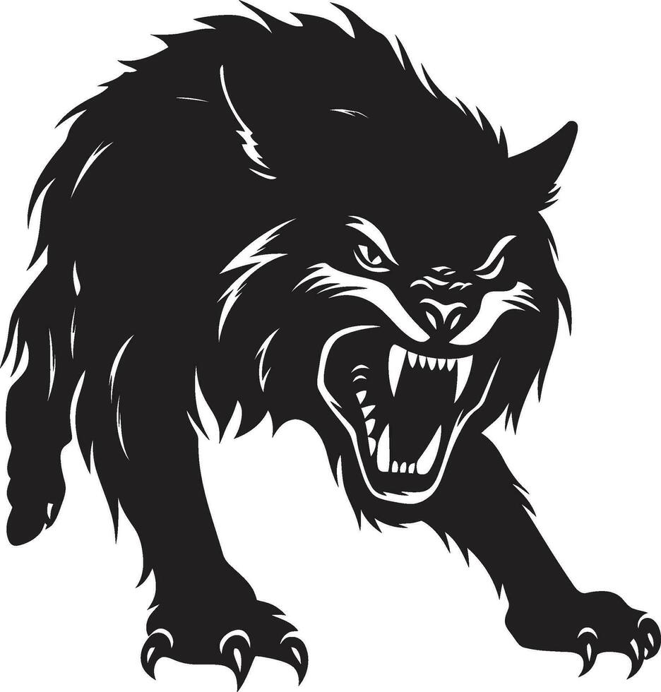 Grim Shadow Beast Logo Abyssal Fanged Hunter Crest vector