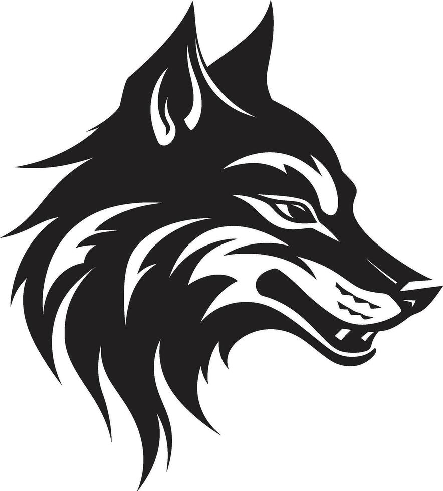 nocturno planchazo emblema diseño estigio lobo cazador Insignia vector