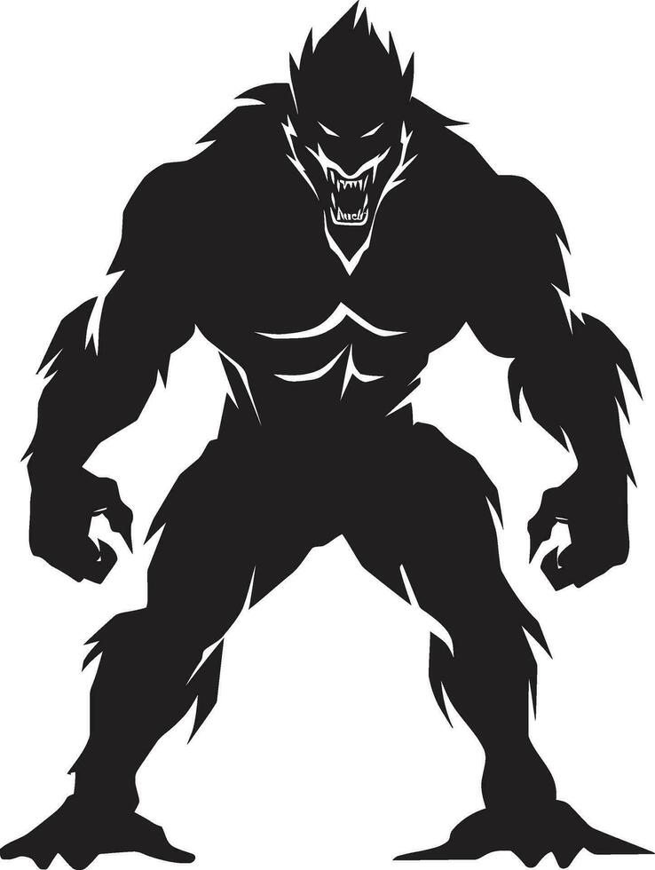 Moonlit Stalker Icon Design Ghostly Werewolf Symbol vector
