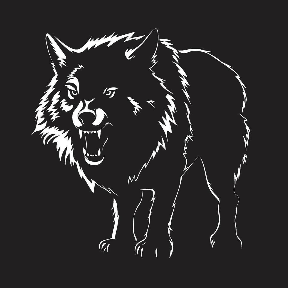 Feral Night Beast Iconic Insignia Nocturnal Howler Emblem Design vector