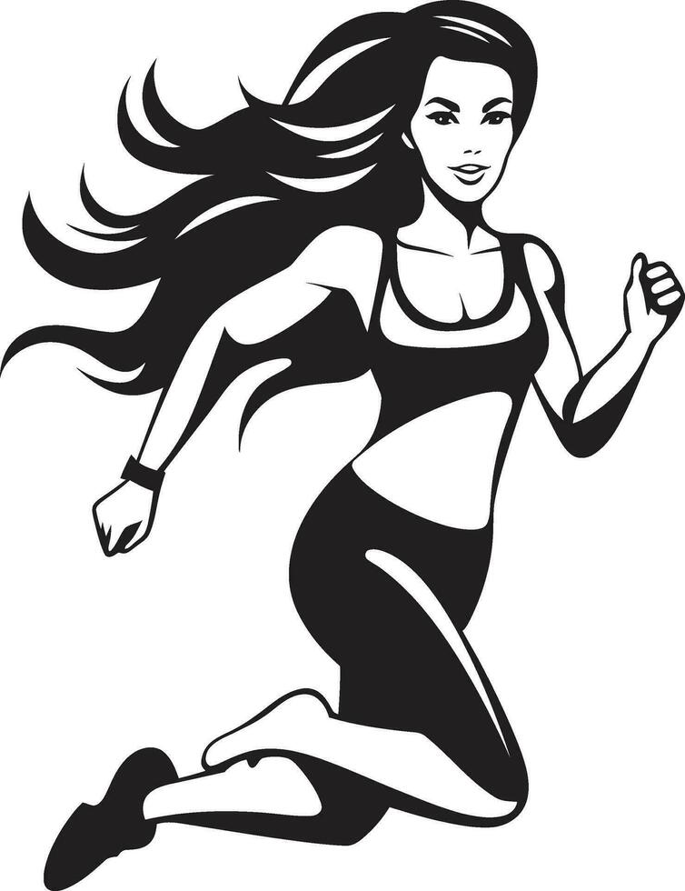 Dynamic Speed Running Womans Vector Logo Sleek Performance Vector Icon of a Running Woman in Black