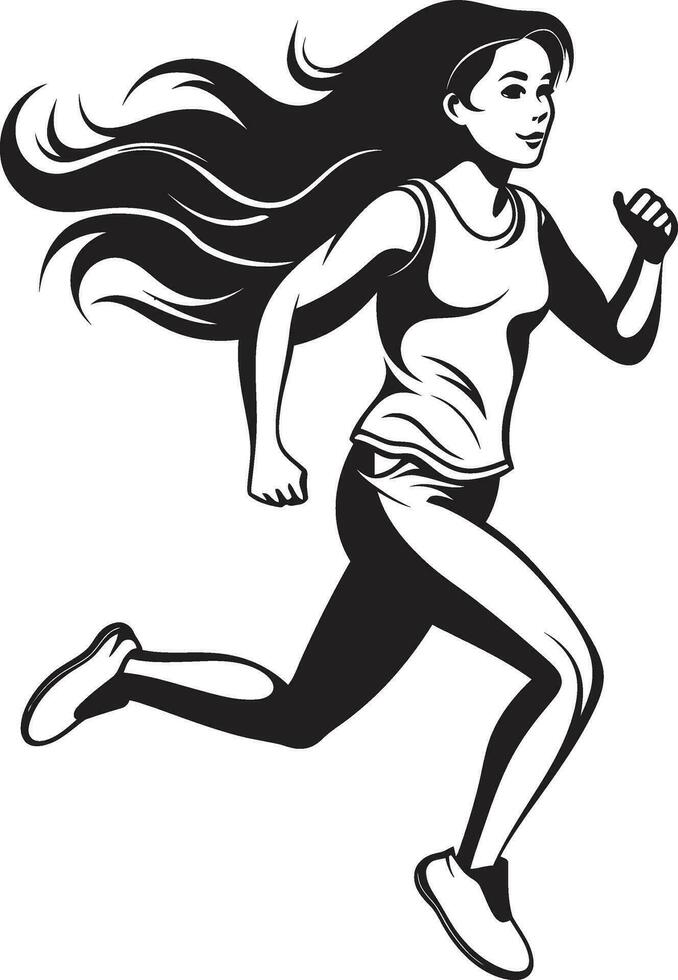 Dynamic Performance Womans Black Vector Logo for Running Elegant Strides Vector Icon of a Black Woman Running