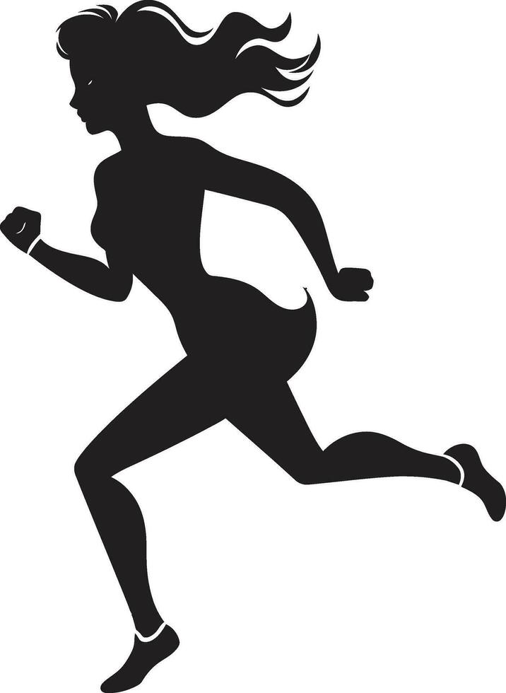 Bold Pace Black Vector Icon for Running Female Athletic Flow Womans Vector Logo in Black for Running
