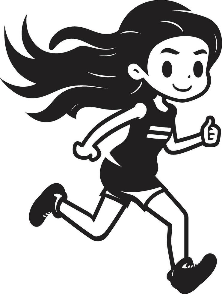 Speedy Female Runner Emblem Agile Sprinter Girls Insignia vector