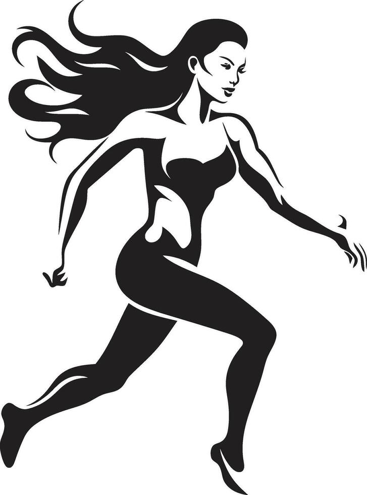 Athletic Elegance Running Womans Logo in Vector Flowing Movement Black Woman Runners Icon