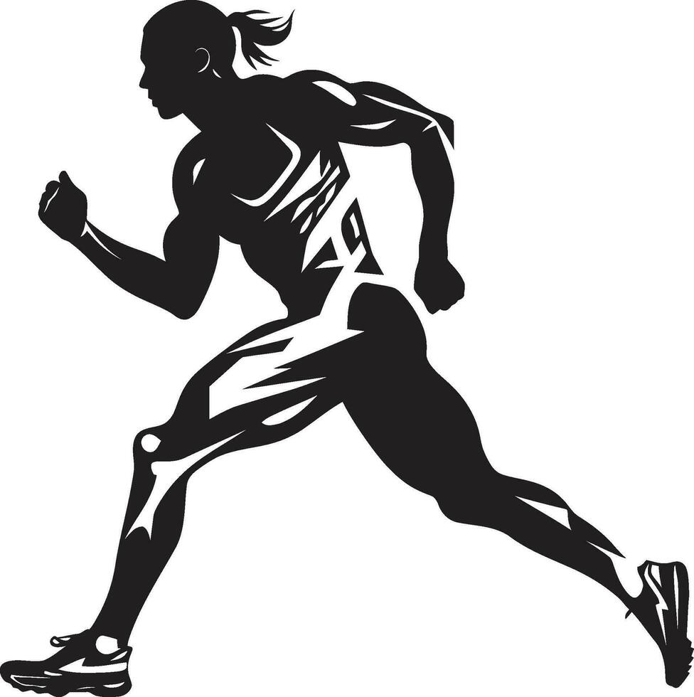 Energetic Lady Sprint Mark Stylish Running Figure Badge vector