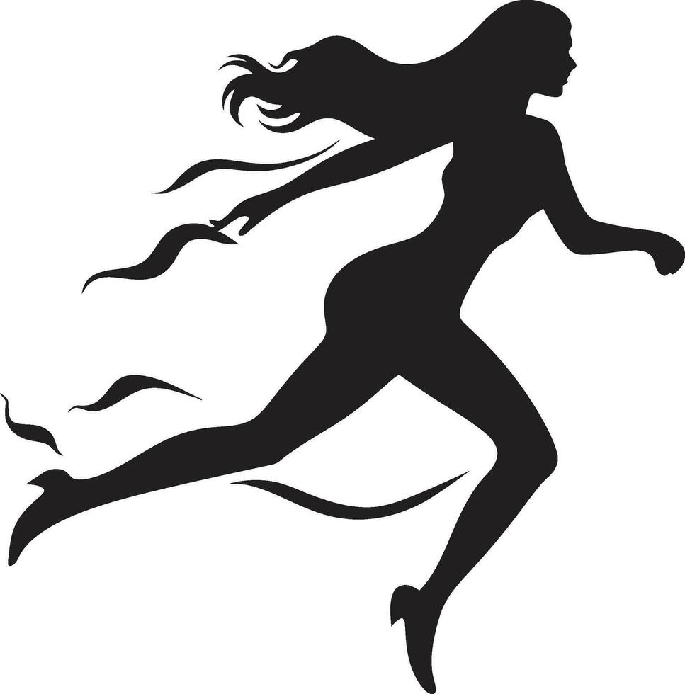 Graceful Dash Black Womans Vector Logo Athletic Grace Vector Logo of Running Woman