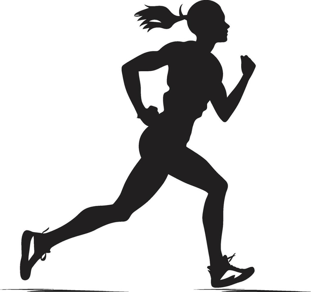 Graceful Jogging Woman Icon Athletic Lady in Action Design vector